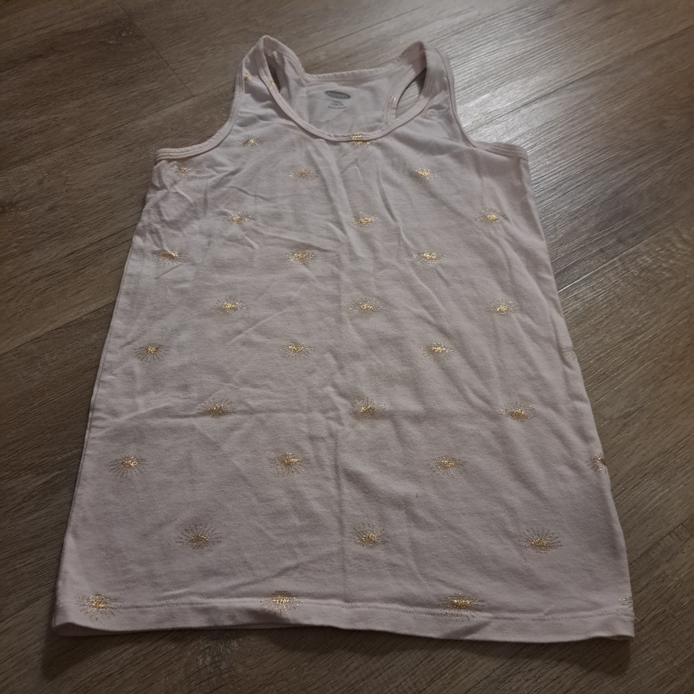 Old Navy Kids Light Pink Tank Top Gold Sunburst Detail Girls Size Large (10-12)